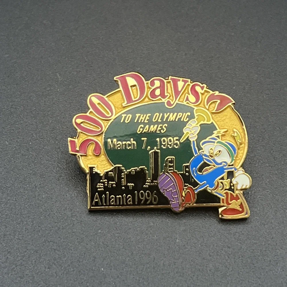 1996 Atlanta Olympic Games 500 Days Left Izzy Mascot Lapel Hat Pin